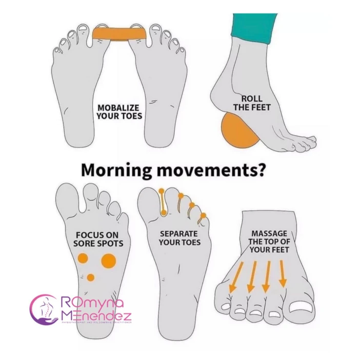 Five morning movements for happier feet infographic